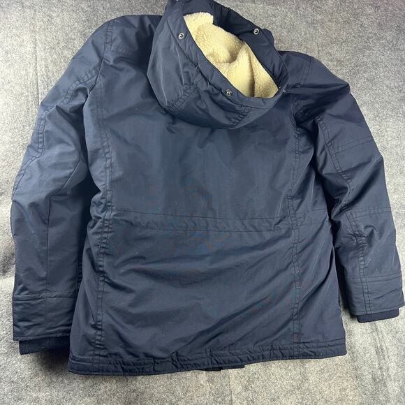 AMERICAN EAGLE OUTFITTERS Men's Nylon Parka Jacket Sz S Sherpa‎ Hood Dark Navy - Picture 6 of 9
